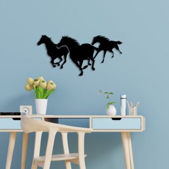 Wall Art Running Horses Wooden Home Decor D29