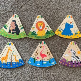 Wooden Pizza Slice Slate Puzzle/ Puzzle Toys Educational Toys For Children Gifts (random characters )