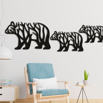 Home Decor 3 Pcs Bear Wooden Wall art D25