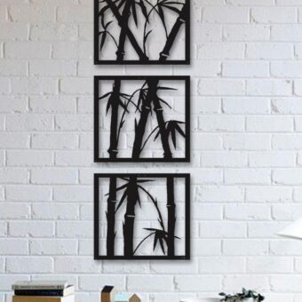 Wall Art Bamboo Tree 3 Frame Wooden Home Decor D30