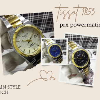 AA1( tissot 1853 prx powermatic 80) watch golden and silver chain style watch