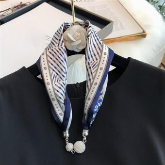 MAGNETIC BUTTON SILK SCARF FOR WOMEN - 1 Pc (Random color)