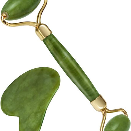 Jade Roller and Gua Sha Flawless Jade Roller With Guasha (marble Stone) Stimulates Healthier Skinet,  Facial Roller for Skin,  Jade Roller & Guasha Reduce Puffiness
