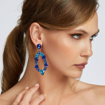 Imported Dazzling Royal Blue Teardrop Earrings beautifully adorned with shimmering gemstones