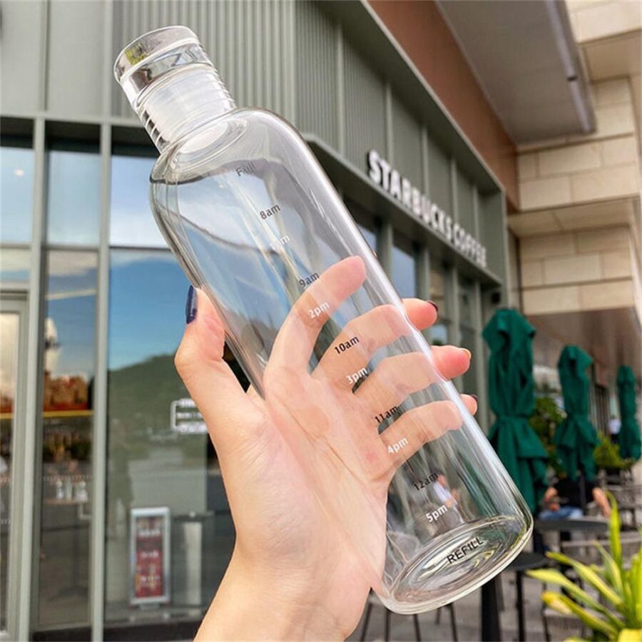 Transparent,lightweight Sports Water Bottle Portable Leak-proof Fitness Gym Water Time Scale, Sealed, Leakproof, 500ml Capacity - Image 9