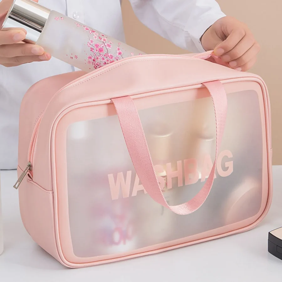 Travel Cosmetic Washbag Clear Case  Large Capacity Portable Cosmetic Makeup Pouch ( Random color) - Image 5