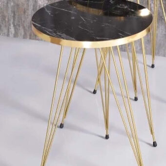 (1 Piece) black Marble Look with Gold Metal Legs Round  Home Essential 1 Piece Coffee Table