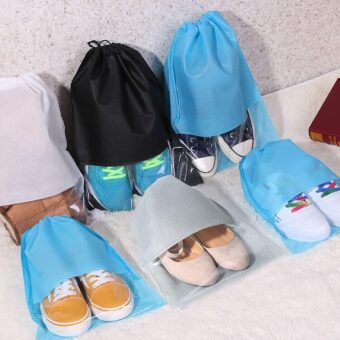 1 peice Shoe Organizer Travel Shoes Organizer Storage Bag / Shoe Bag with Drawstring and Transparent Window for Travel (random color)