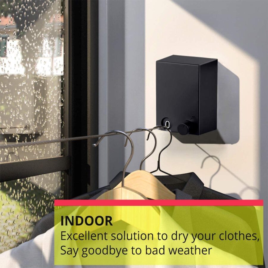 Abhsant Hot Retractable Indoor and Outdoor Clothes Wall Hanger Magic Drying Rack Balcony Bathroom Invisible Clothesline Wire Rope,Drying String for Home Balcony Room color - Image 3