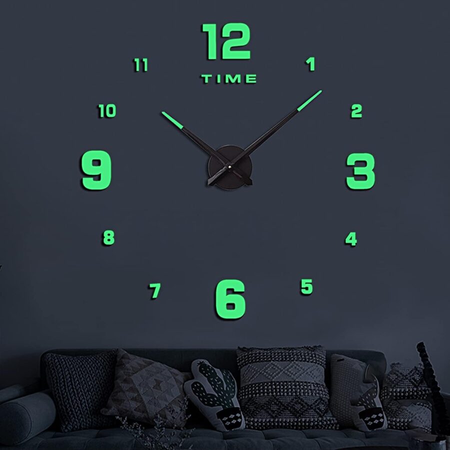 Wooden Numbers Wall Clocks Round Dial only Glow in The Dark Clock Wall for Living Decor Modern Decorative - Image 4