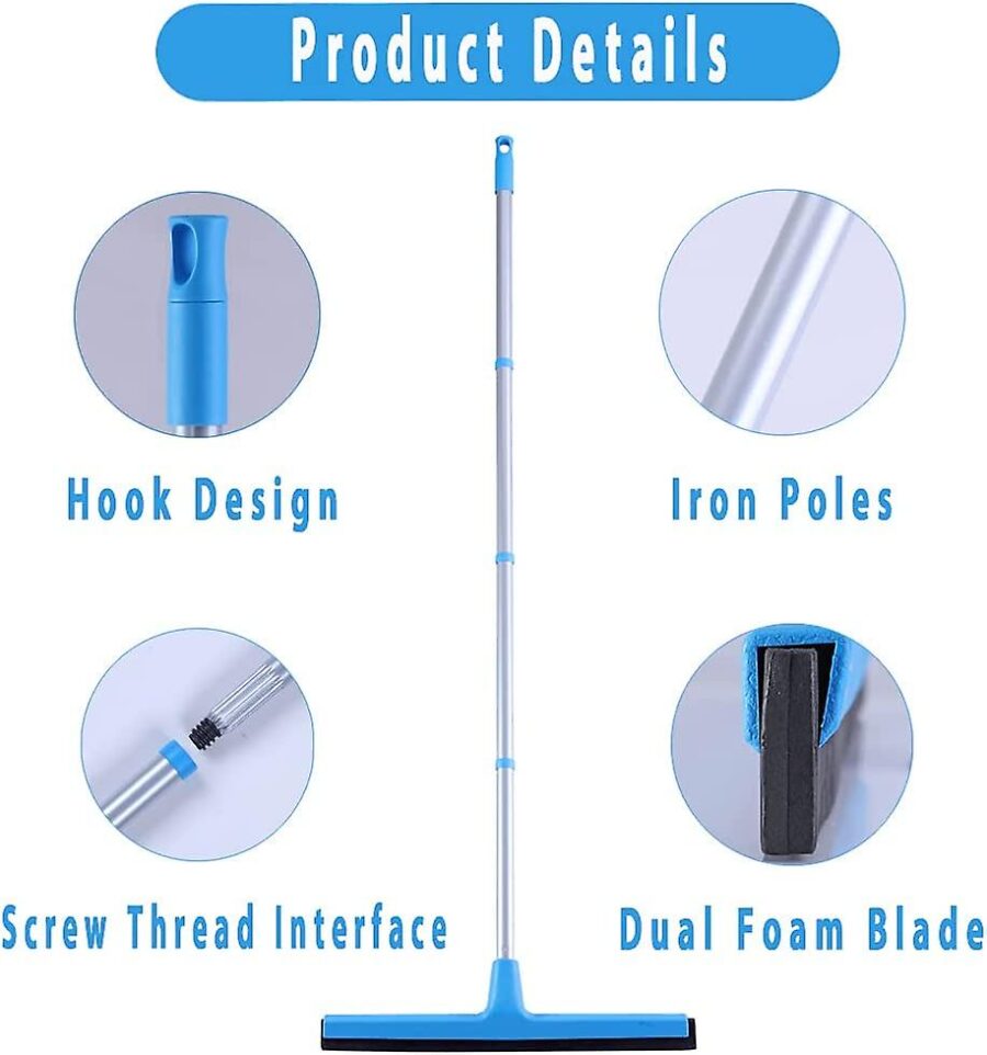 Long Handle Floor Wiper with Rubber Squeegee (Foldable Rod Pipes) - Image 5