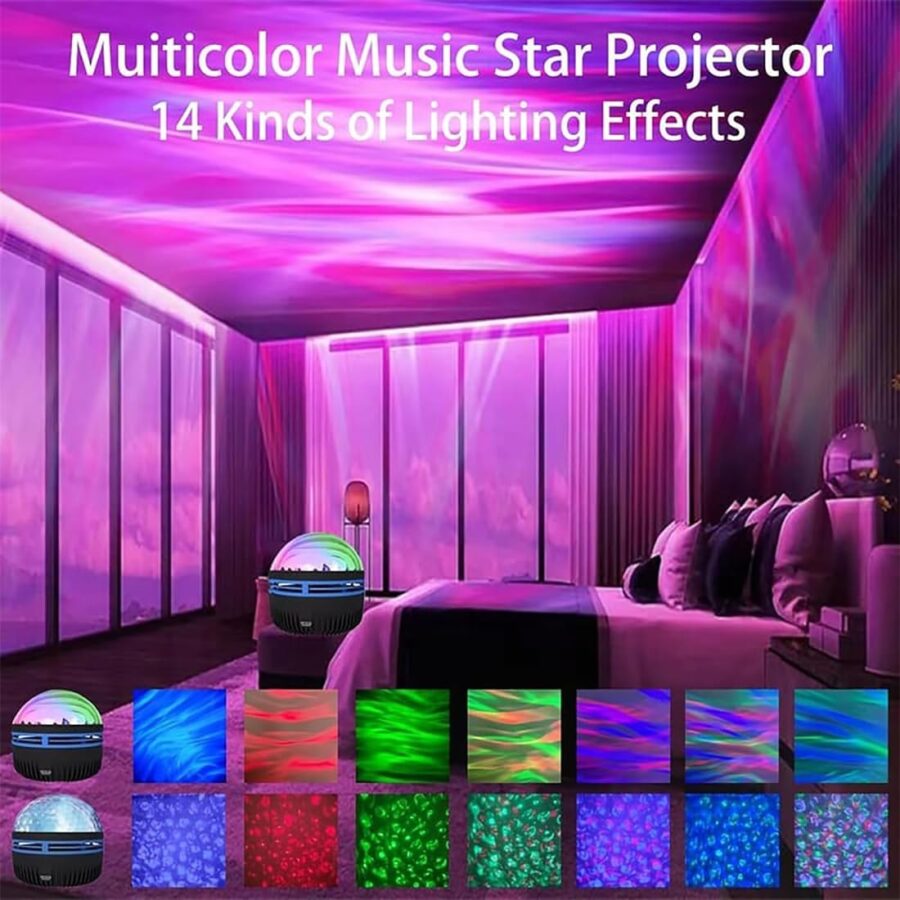 LED Starry Galaxy Projector Night Light Rotating Star Moon Lamp Bedroom Aurora Projector Light Atmosphere Decor Lamps Gift Light ( With Remote ) - Image 7