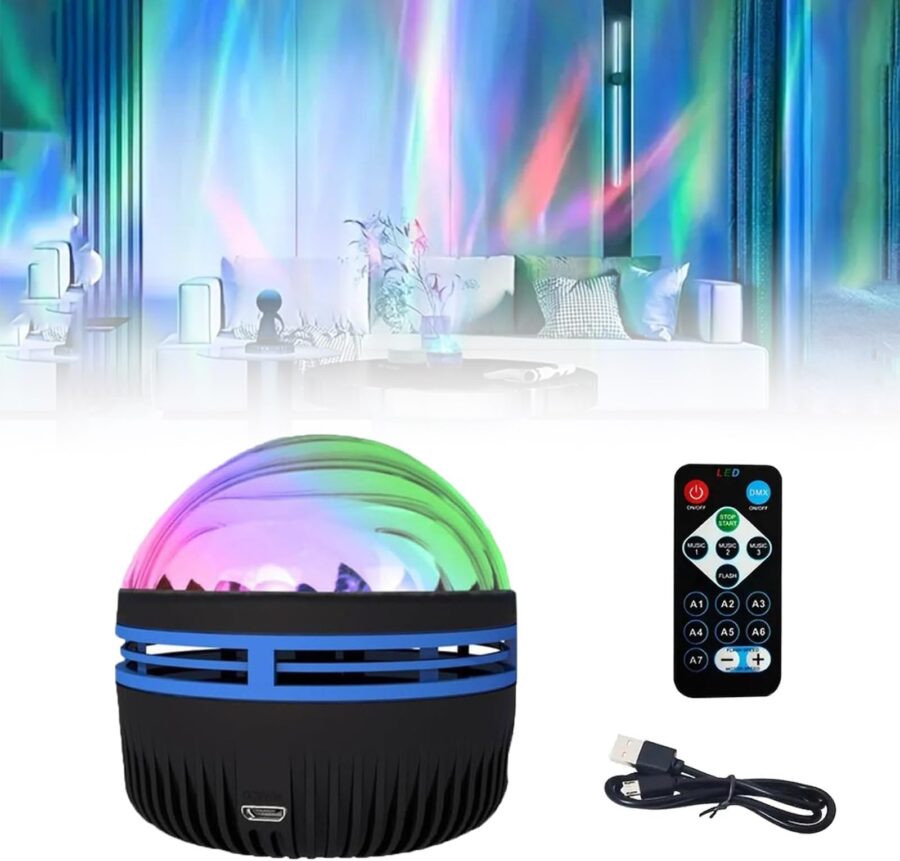 LED Starry Galaxy Projector Night Light Rotating Star Moon Lamp Bedroom Aurora Projector Light Atmosphere Decor Lamps Gift Light ( With Remote ) - Image 4