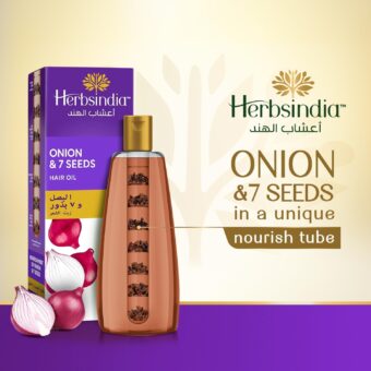 HerbsIndia 7 Seed Onion Hair Oil - 280ml | Nourish & Strengthen Hair with Cloves, Grapeseed