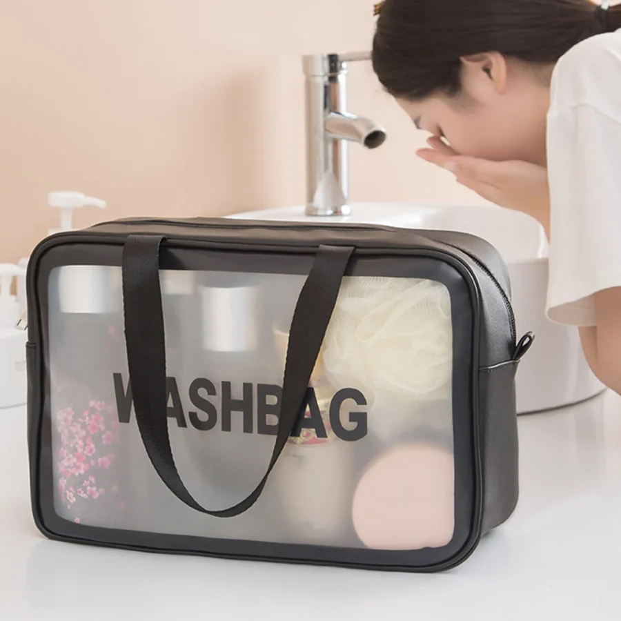Travel Cosmetic Washbag Clear Case  Large Capacity Portable Cosmetic Makeup Pouch ( Random color) - Image 6