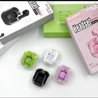 Earbuds Air 31 Airpods Wireless Earbuds With Crystal Trasparent Case With Type-C Charging | Earbuds Bluetooth 5.3 (Without Pouch)