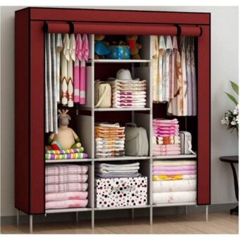 3 Door 88130 Fancy & Portable Foldable Closet Wardrobe Storage Organizer with Shelves Foe Multi Purpose