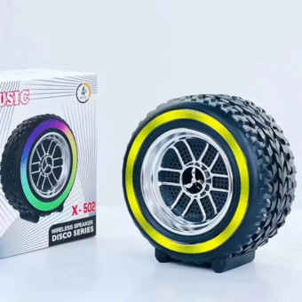 X-502 RGB Wheel-Shaped Wireless Speaker with Subwoofer Portable USB/BT Card Playback for Parties Computer Use