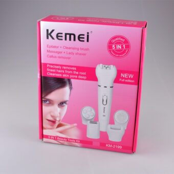 KEMEI KM-2199 Electric Ladies Hair Removal Trimmer 5 in 1 Epilator With Callus Remover ( Random Color )