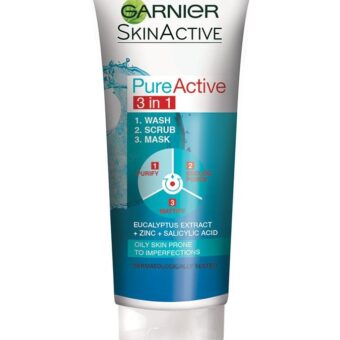 3 in 1 Garnier Skin Natural Pure Active Wash + Scrub + Mask 100ml