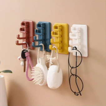 (NW000248) Wall Mounted Hook Towel Clothes Hanger Bag Key Holder Self-Adhesive (random color)