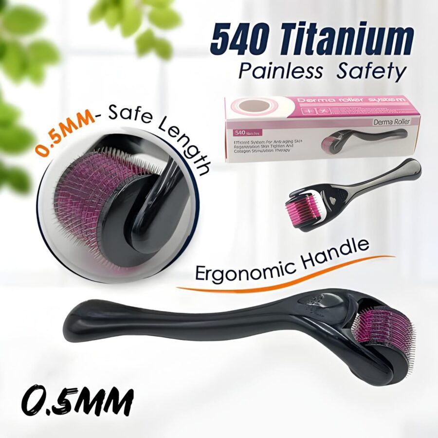 Derma Roller (0.5 size only) Titanium Micro Needles for Beard Growth and Hair Loss 0.5mm Smoothen Skin & Reduce Fine Lines Face roller best - Image 2