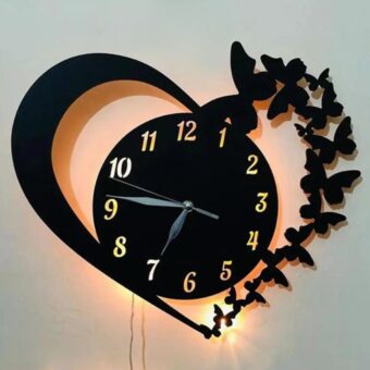 3d wall clock with light Wooden Wall Clock