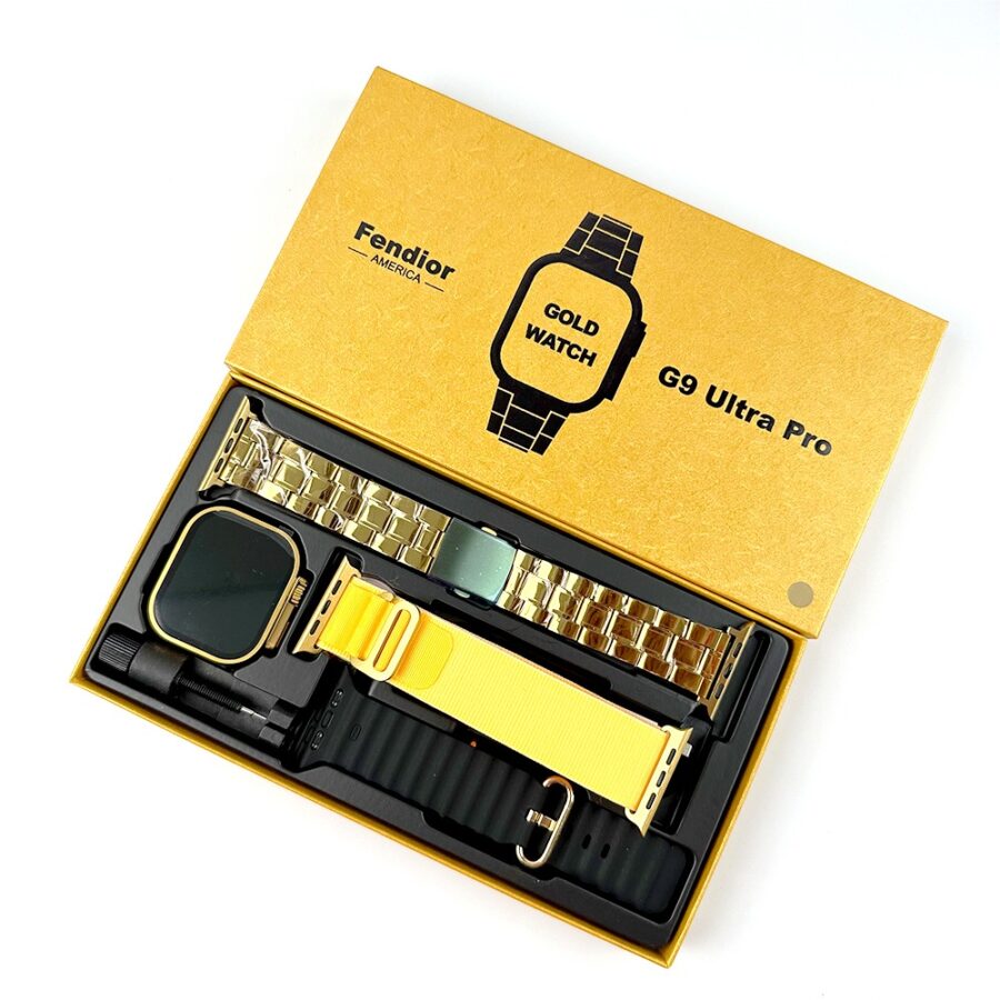 G9 Ultra Pro Smart Watch  ( Golden Edition ) Smartwatch With 3 Straps