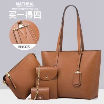 Cynthetic Liza Leather 4 Piece Large Size Tote Bag With Mobile Wallet Cloud Bag and mini wallet