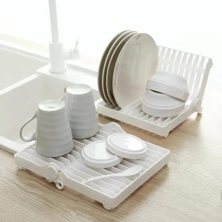 Small Kitchen Foldable Dish Plate Drying Rack | Multipurpose Space Saving Storage Organizer Plastic Rack (Random color) - Image 6