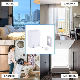 Abhsant Hot Retractable Indoor and Outdoor Clothes Wall Hanger Magic Drying Rack Balcony Bathroom Invisible Clothesline Wire Rope,Drying String for Home Balcony Room color