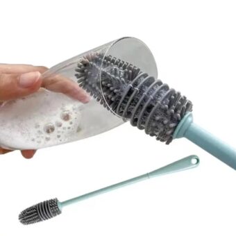 1 pcs Silicone Feeder Bottle Brush Glass Brush Cup Brushes Long Handle | Silicone Bottle Cleaning Brush With Long Handler (random Color)