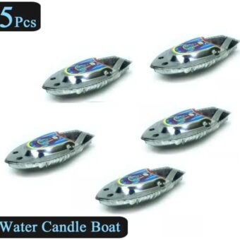 5 Pcs Set - Water Candle Boat Alloy Tin Metal Toy For Kids Boys and Girls - Bath Baby Toy Swimming Fun Toys - PoP PoP Sound