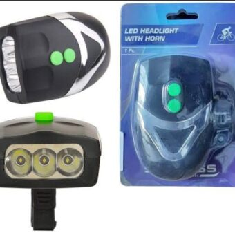 3 LED Bicycle Front Head light & bell siren alarm hooter / cycle light generic