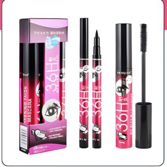 YANQINA Black Liquid Eyeliner + 3D Mascara (2 in 1)  Quick Drying Waterproof Non-smudge Eye Liner Pencil Makeup Set