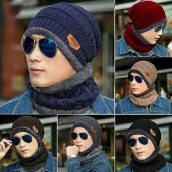 Head & Neck Cap Beanies Combo - woolen winter beanie cap with neck warmer muffler for men and women