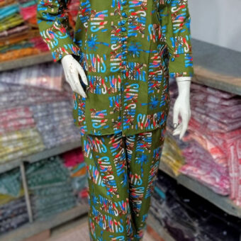 2 Pcs Women's Stitched Printed Shirt And Trouser