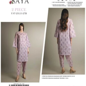 SAYA 2PCS Unstitch khaddar Collection Shirt & Trouser (27B)