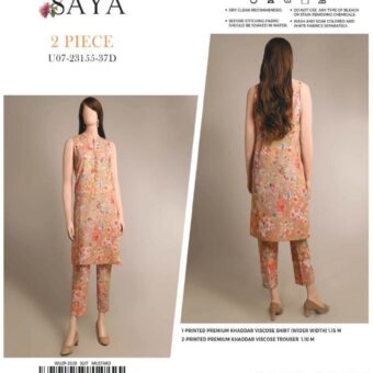 SAYA 2PCS Unstitch khaddar Collection Shirt & Trouser (37D)