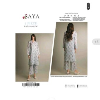 SAYA 2PCS Unstitch khaddar Collection Shirt & Trouser (27C)