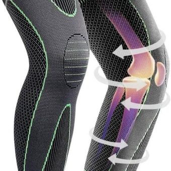 1 Pc Compression Knee Pads Support Sleeve Protector Elastic Kneepad Brace Spring Support Volleyball Running Silicone Long Full Legs Sleeve Arthritis Running Gym Sport