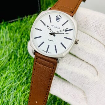 AA1 rolex quartz swiss made Stylish Watch Adjustable leather  Strap (brown )
