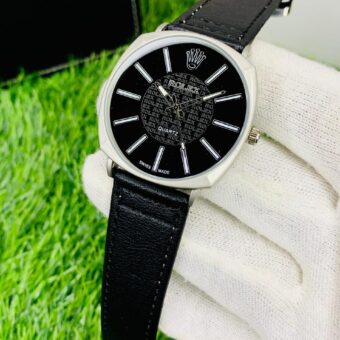 AA1 rolex quartz swiss made Stylish Watch Adjustable leather  Strap (black )