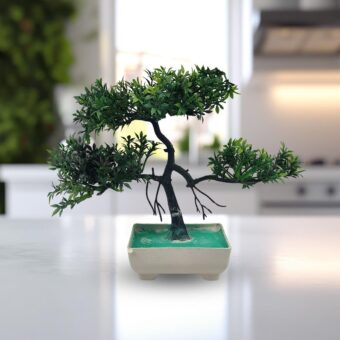 Green Artificial Bonsai Tree ( 1 Piece )–   Bonsai Tree Room Decor for Home, Office & Bedroom | Best Artificial plaster Pot