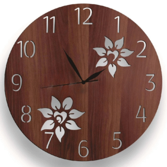 Wooden 3D Wall Clock Modern Design Flower Cut Living Room Decoration Kitchen Clock Art
