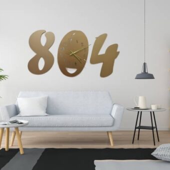 3d wall clock Wooden  Golden color  Wall Clock (804)