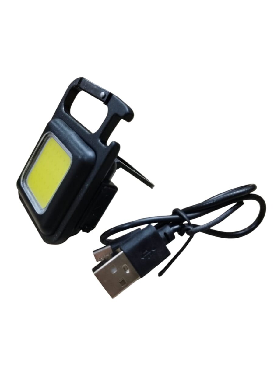 Rechargeable Key-Chain Mini Cob LED Flashlight | LED Flashlight Key-Chain With Bottle Opener ( Black Color ) - Image 3