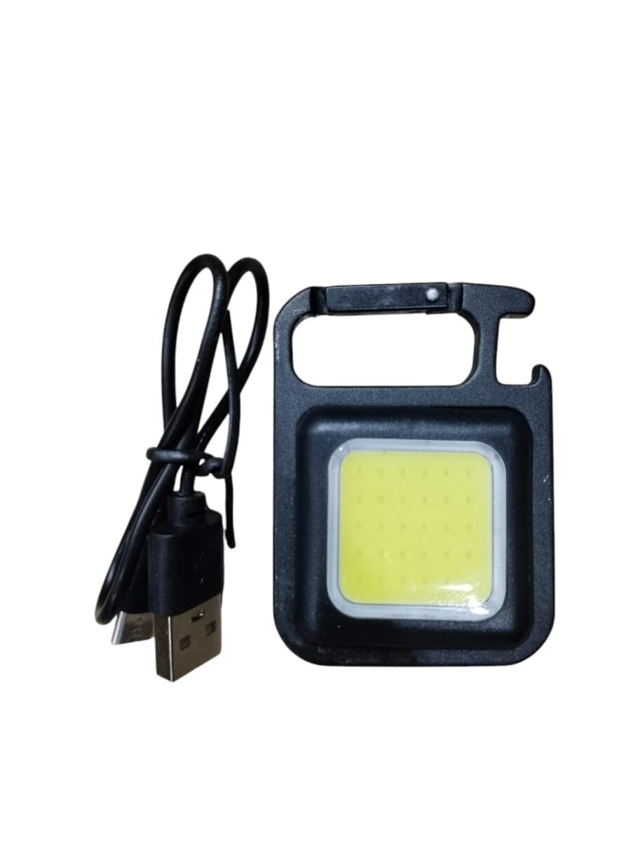 Rechargeable Key-Chain Mini Cob LED Flashlight | LED Flashlight Key-Chain With Bottle Opener ( Black Color ) - Image 2