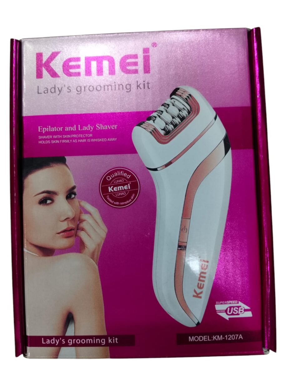 Kemei KM-1207A Epilator With Extra Shaving Head & Scraping For Women | Chargeable Kemei Lady Grooming Kit ( Random Color ) - Image 8