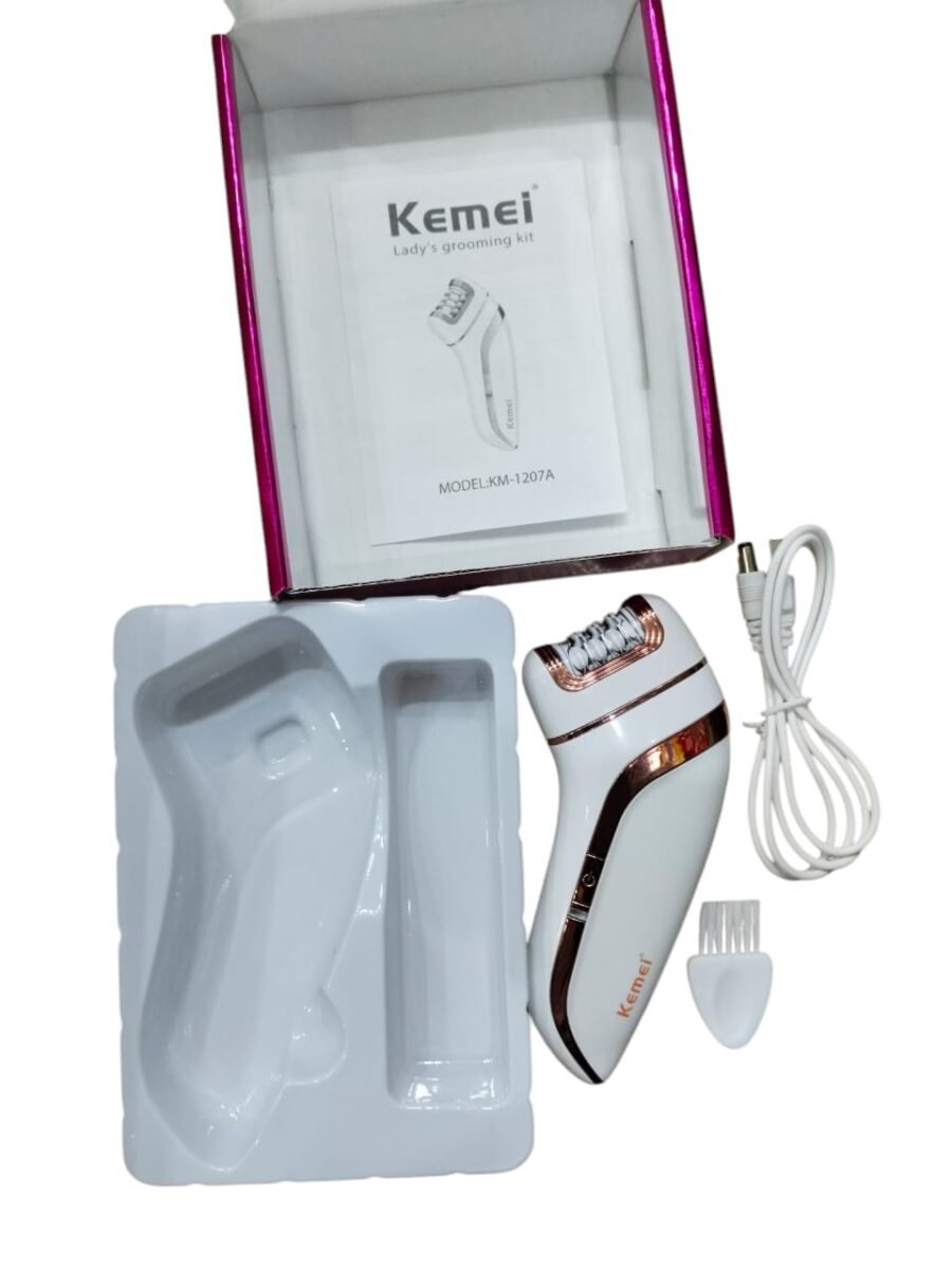 Kemei KM-1207A Epilator With Extra Shaving Head & Scraping For Women | Chargeable Kemei Lady Grooming Kit ( Random Color ) - Image 5